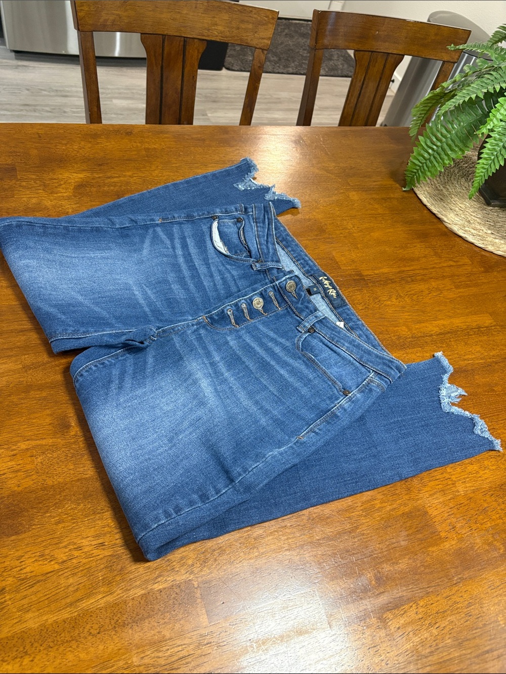 Indigo Rein Women's Dark Blue High-Rise Button-Fly Jeans